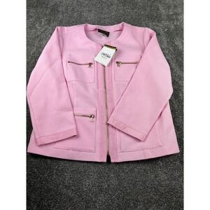 Bob Mackie Wearable Art Jacket Size Small‎ NWT Pink 4 Zip Pockets Full Zip